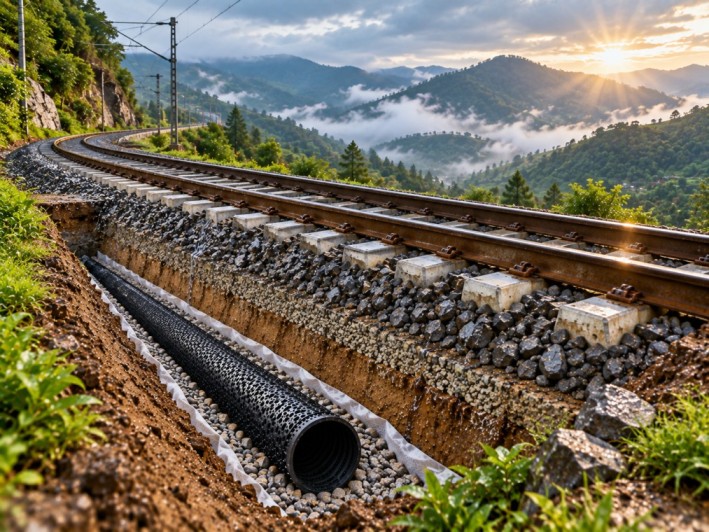 Perforated Railway Drainage Pipe for subsoil drainage