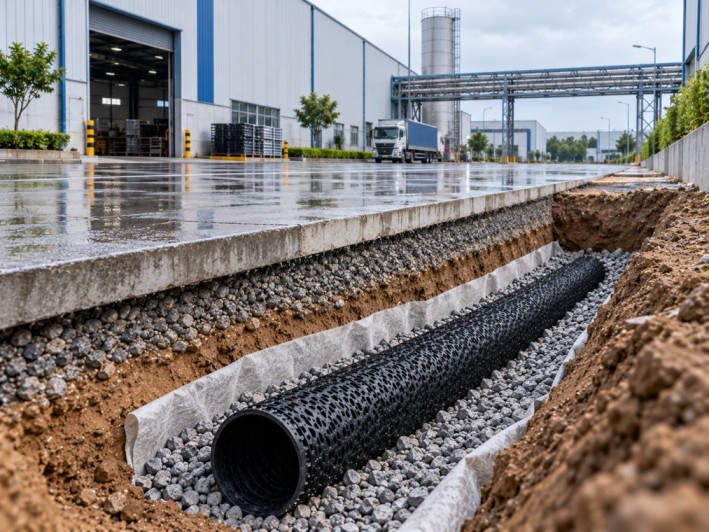 Industrial manufacturing facility drainage solutions